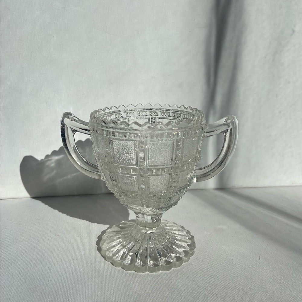 Imperial Glass Frosted Beaded Block Sugar Bowl